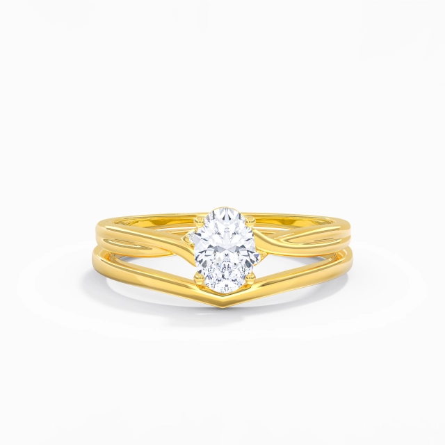 Twist Classic Prong Wedding Ring Set Moissanite 1.00ct Oval 14K Gold