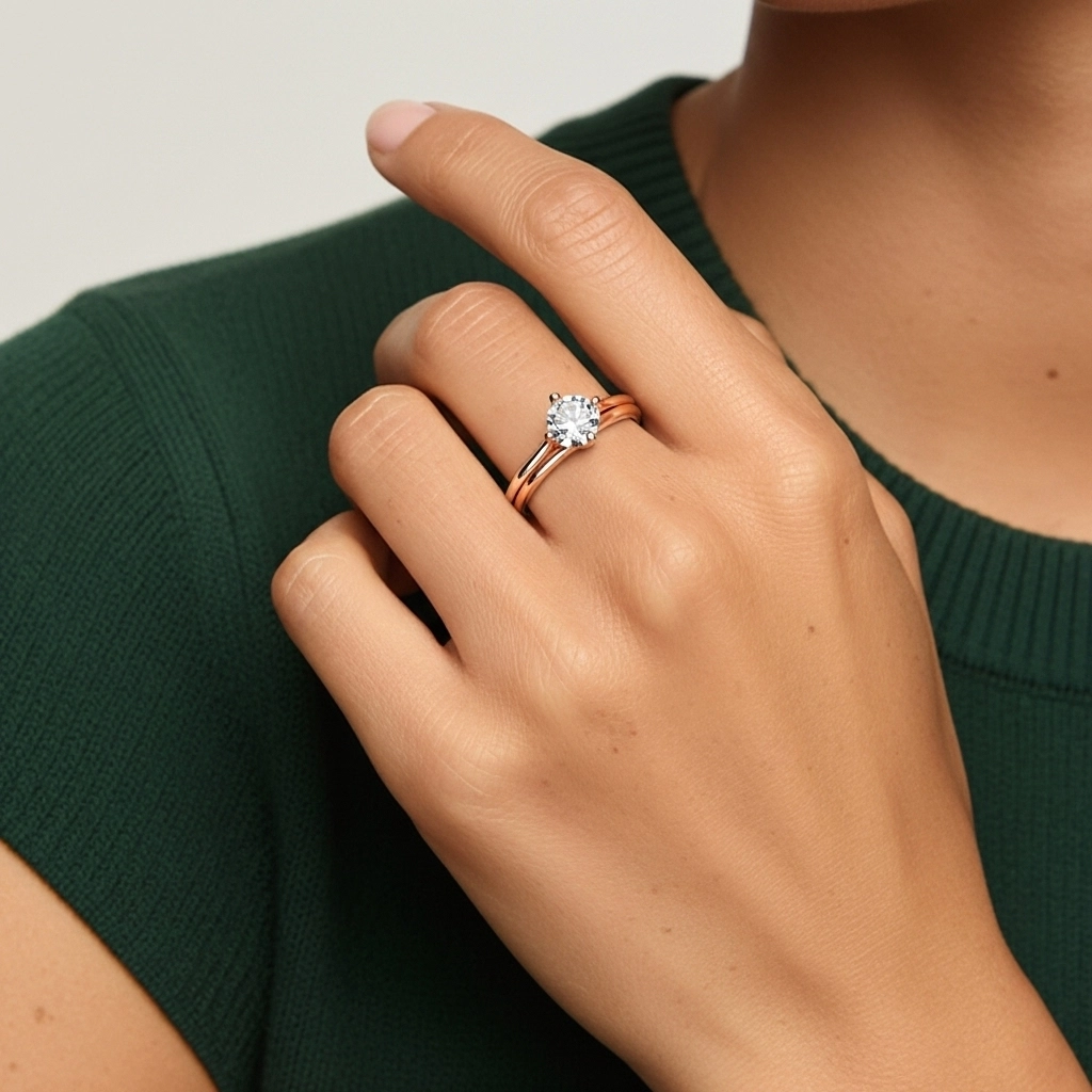 Solitaire East West Bridal Set 1.00ct Moissanite