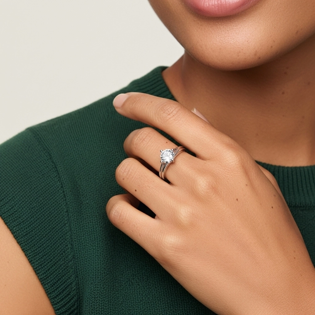 Solitaire East West Bridal Set 1.00ct Moissanite