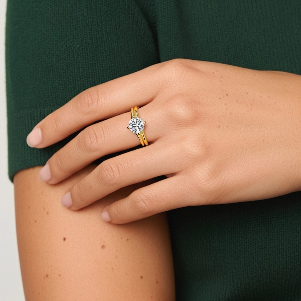 Solitaire East West Bridal Set 1.00ct Moissanite