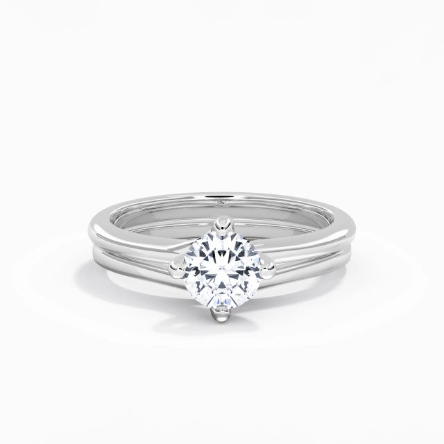 Twist Graceful Solitaire East West Bridal Set Moissanite 1.00ct Round Platinum