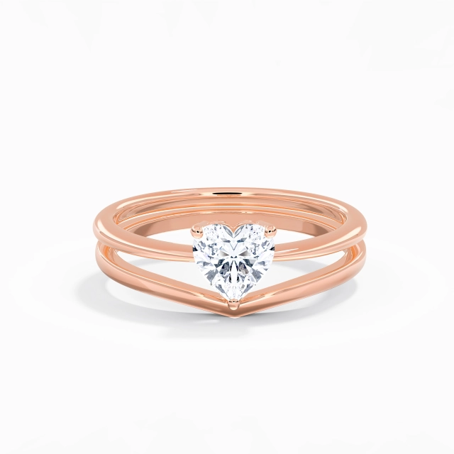 Simple Solitaire Wedding Ring Set Women White Heart