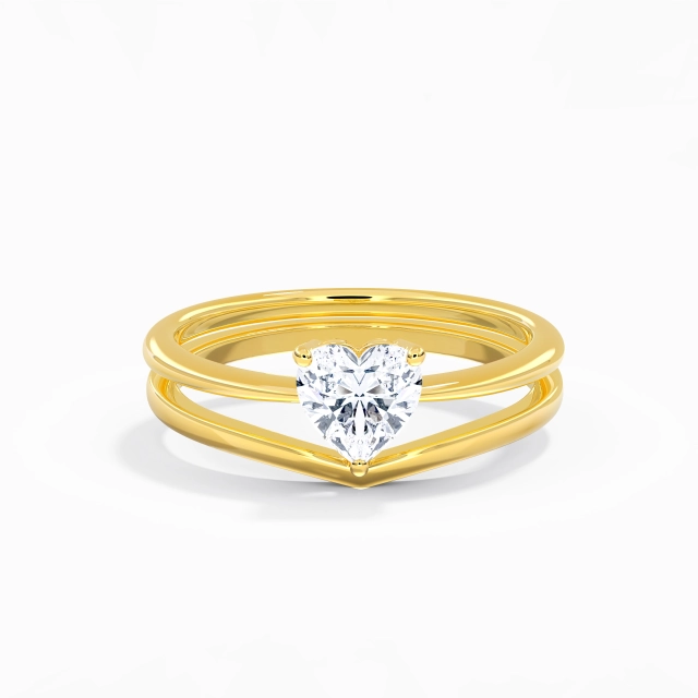 Simple Solitaire Wedding Ring Set Women White Heart