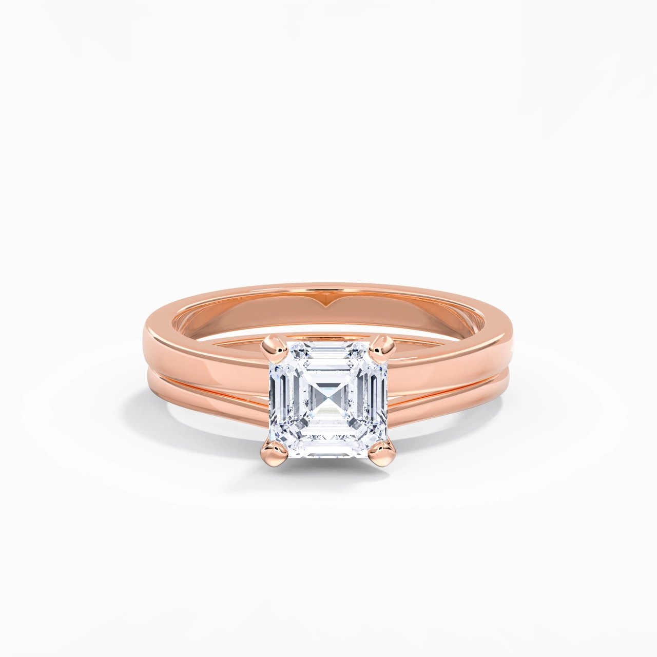 1.50ct Moissanite Wedding Ring Set 14K Rose Gold