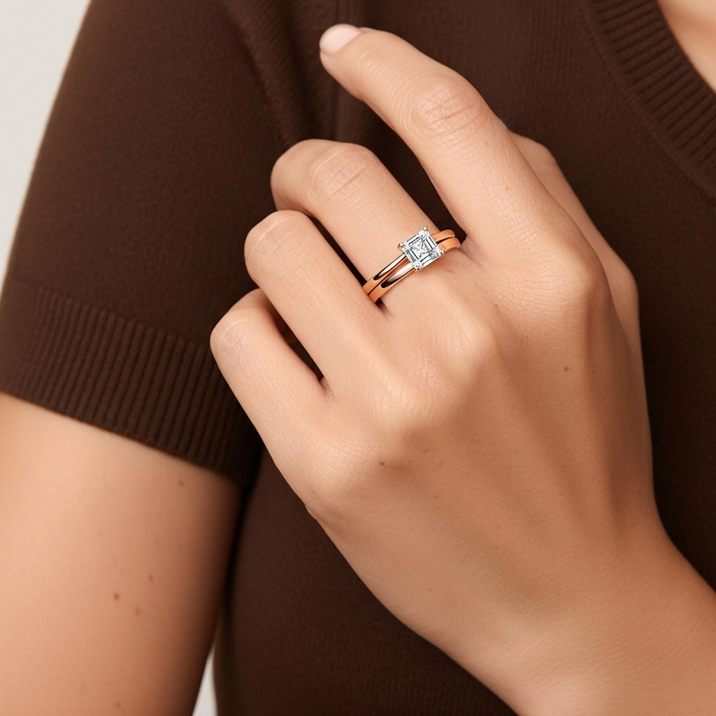 1.00ct Moissanite Wedding Ring Set 925 Sterling Silver