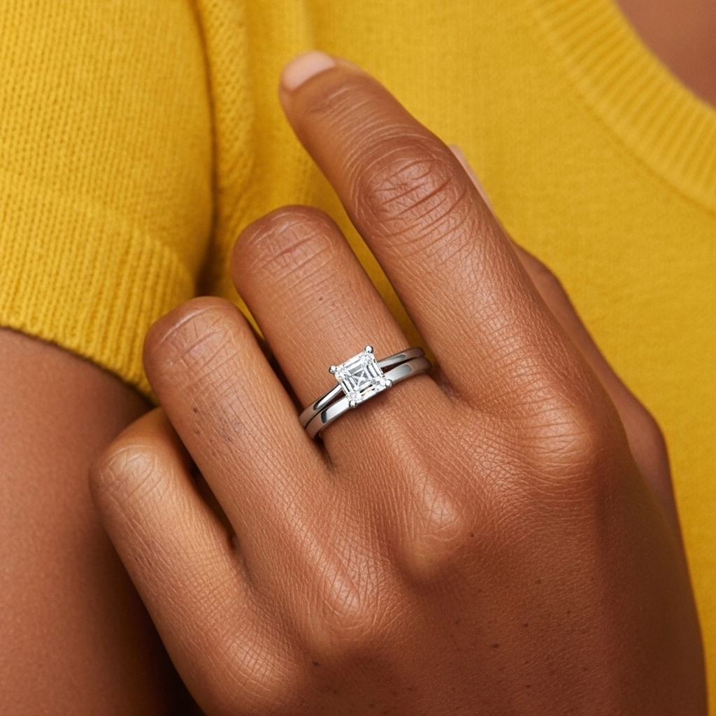 1.00ct Moissanite Wedding Ring Set Platinum