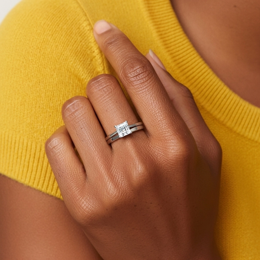 1.00ct Moissanite Wedding Ring Set Platinum