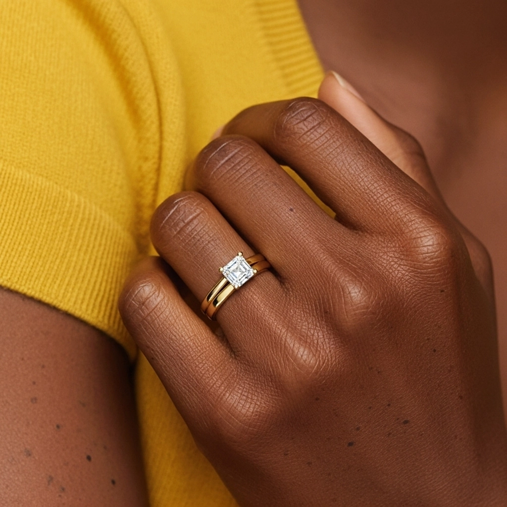 1.00ct Moissanite Wedding Ring Set 18K Gold