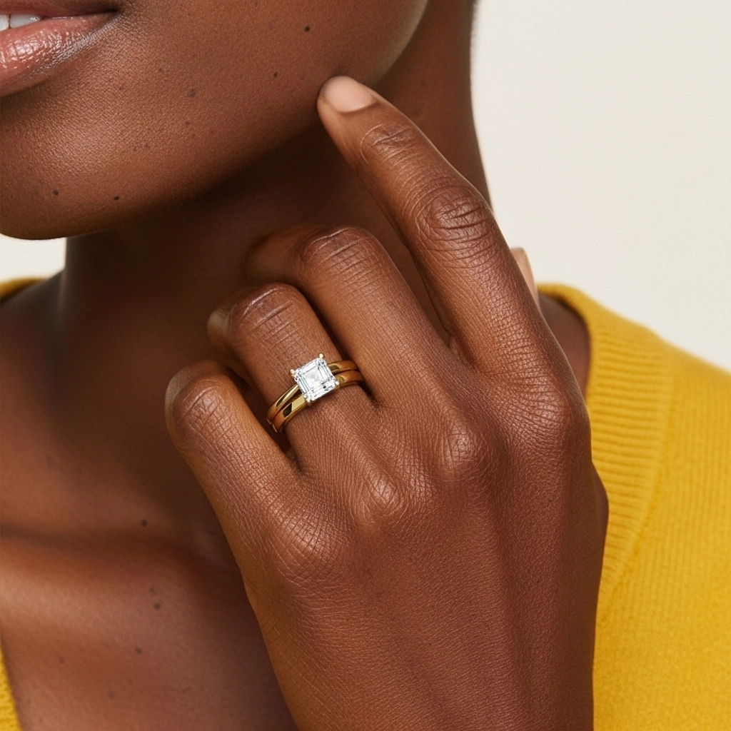 1.00ct Moissanite Wedding Ring Set 18K Gold