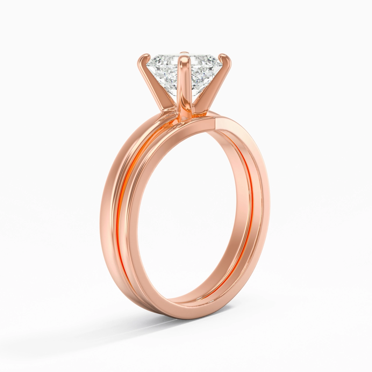 1.00ct Moissanite Wedding Ring Set 18K Rose Gold