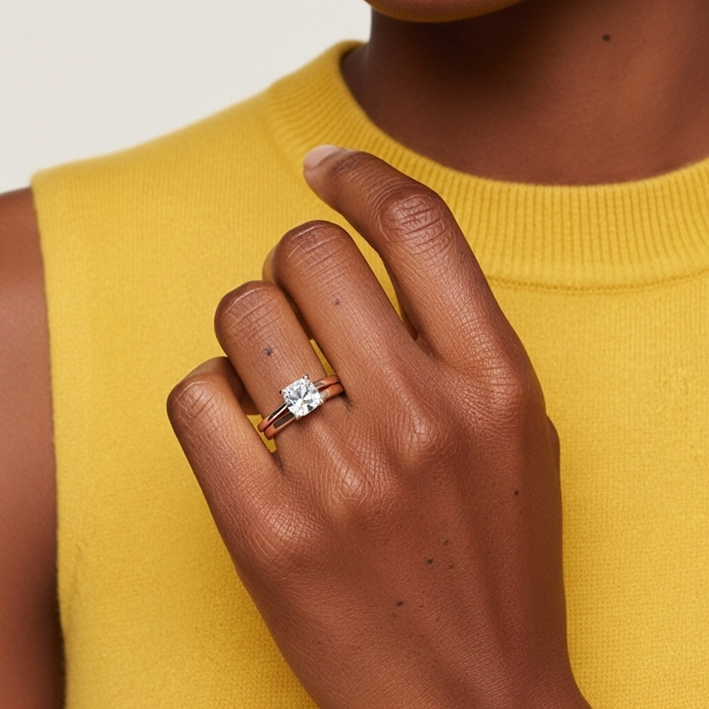 1.00ct Moissanite Wedding Ring Set 925 Sterling Silver