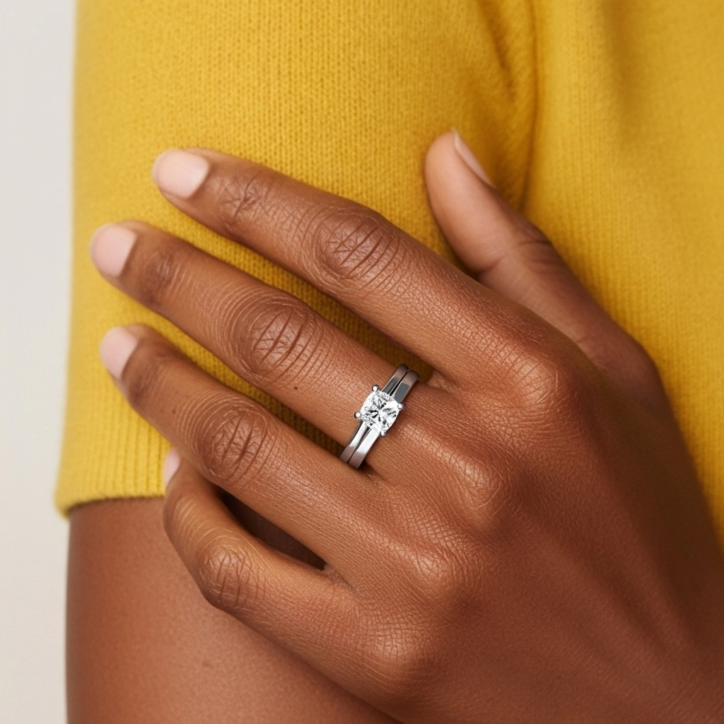 1.00ct Moissanite Wedding Ring Set Platinum