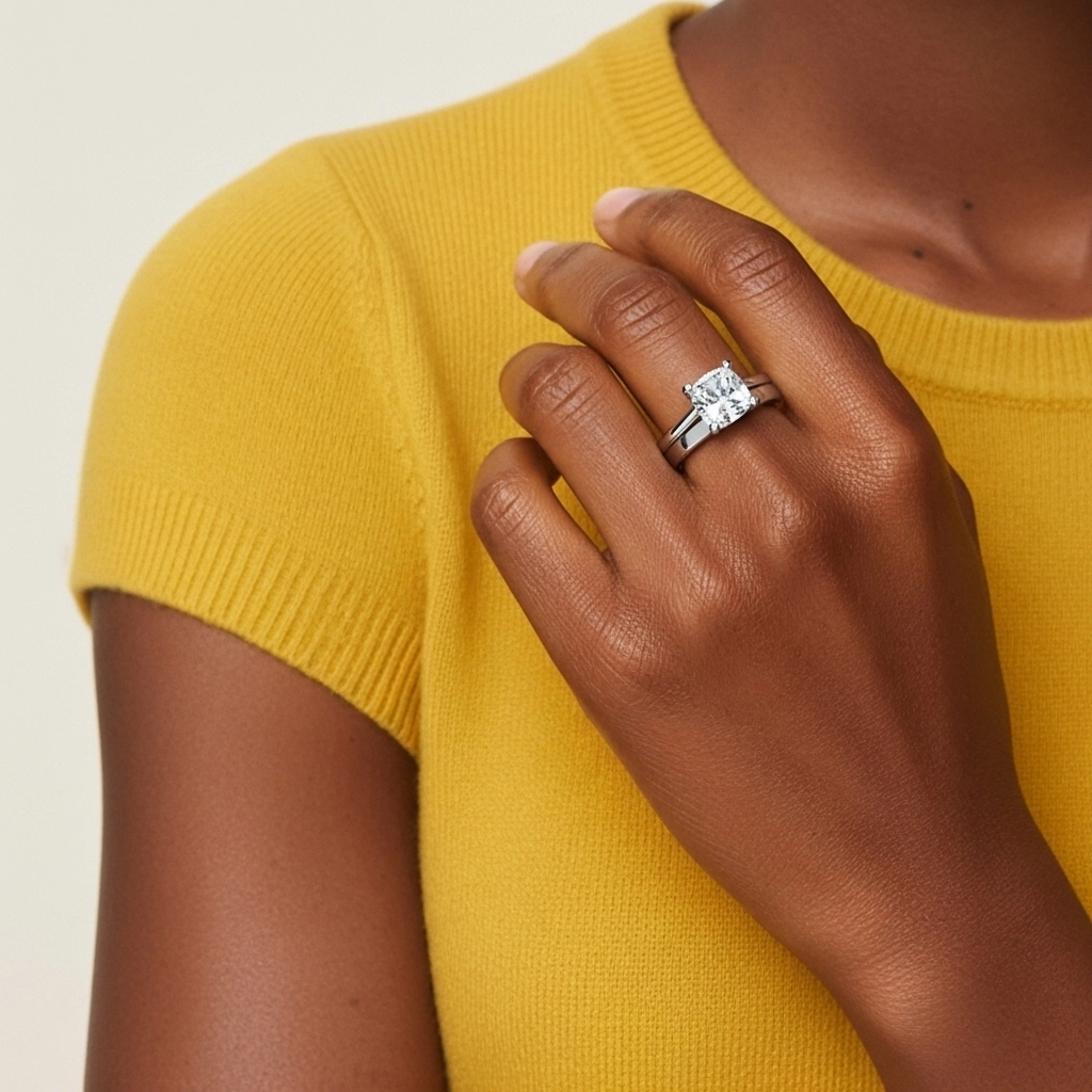 1.00ct Moissanite Wedding Ring Set Platinum