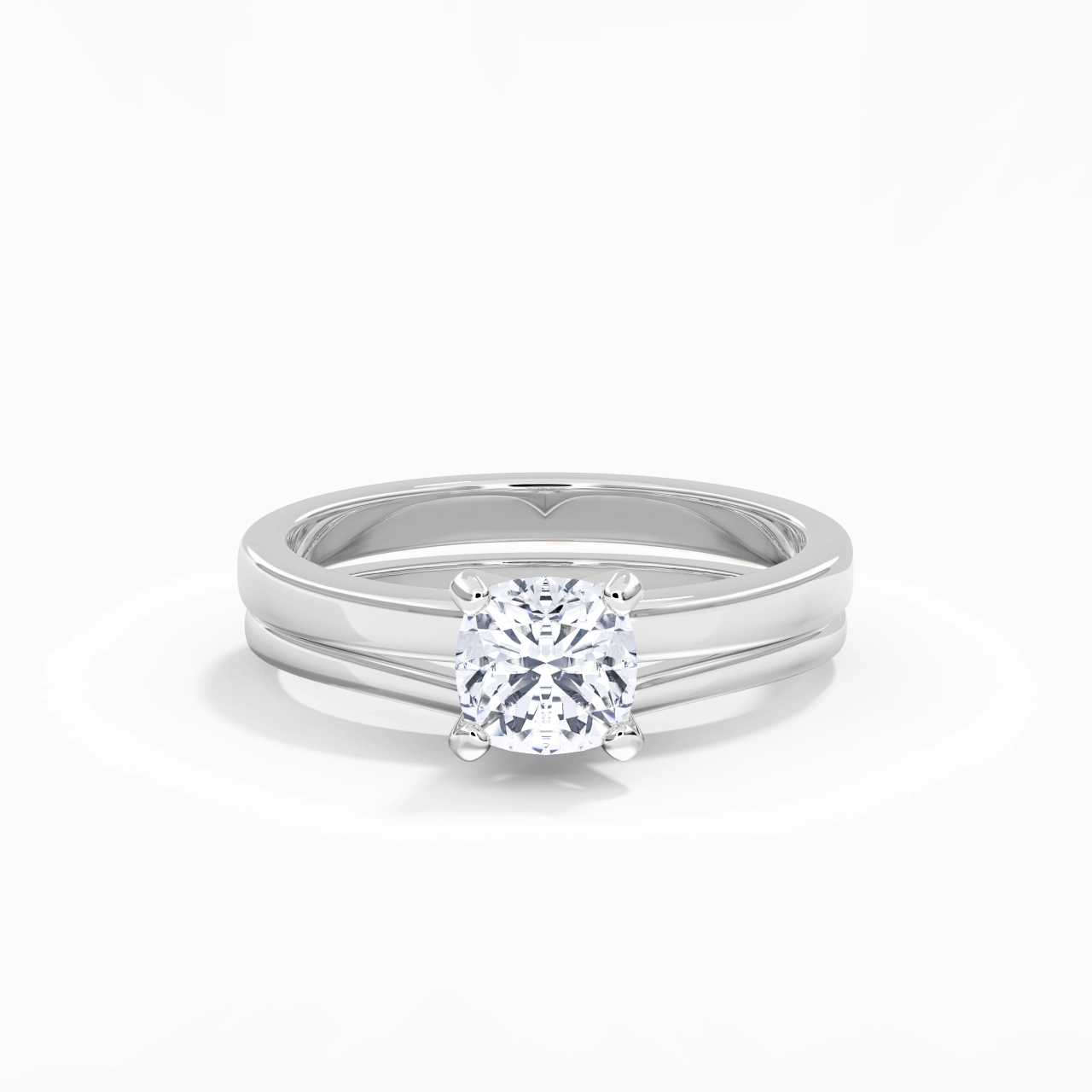 1.00ct Moissanite Wedding Ring Set Platinum