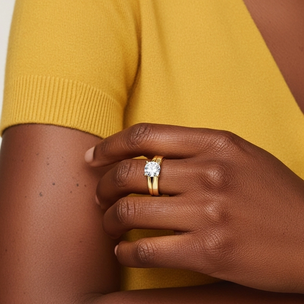 1.00ct Moissanite Wedding Ring Set 14K Gold