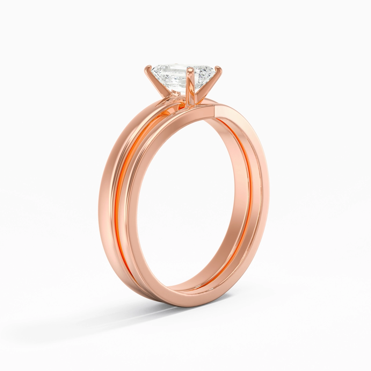 0.80ct Moissanite Wedding Ring Set 14K Rose Gold