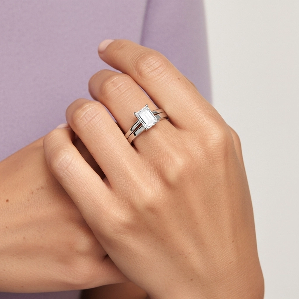 1.00ct Moissanite Wedding Ring Set Platinum