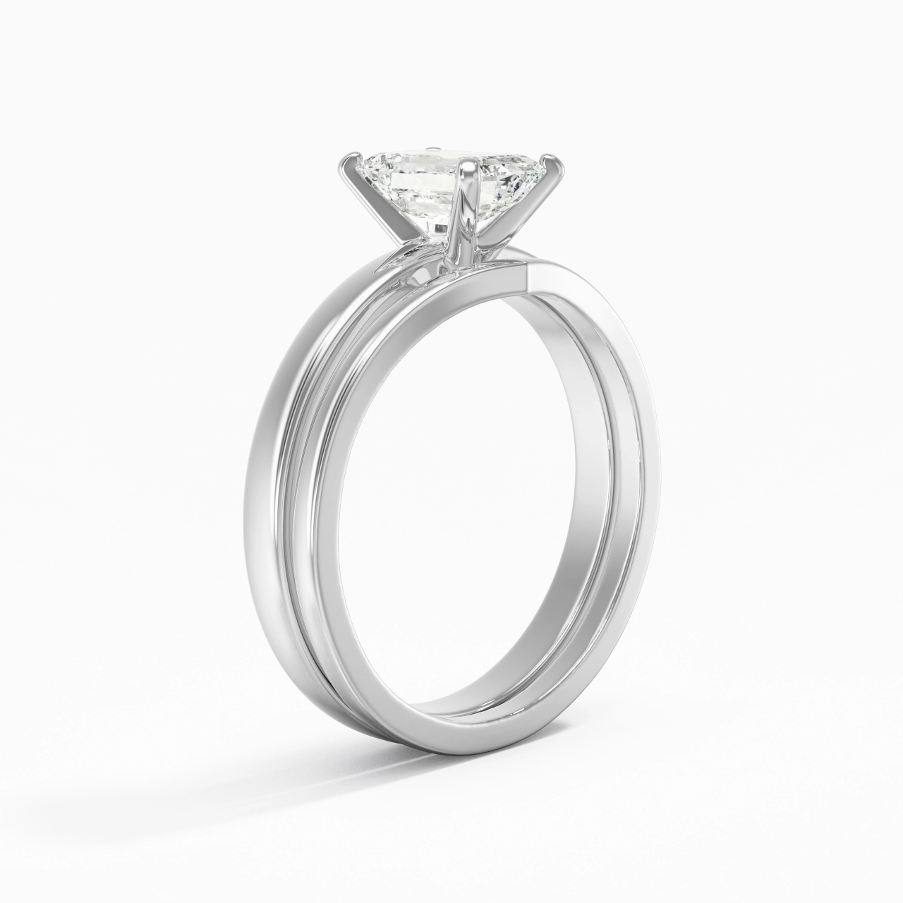 1.00ct Moissanite Wedding Ring Set 925 Sterling Silver