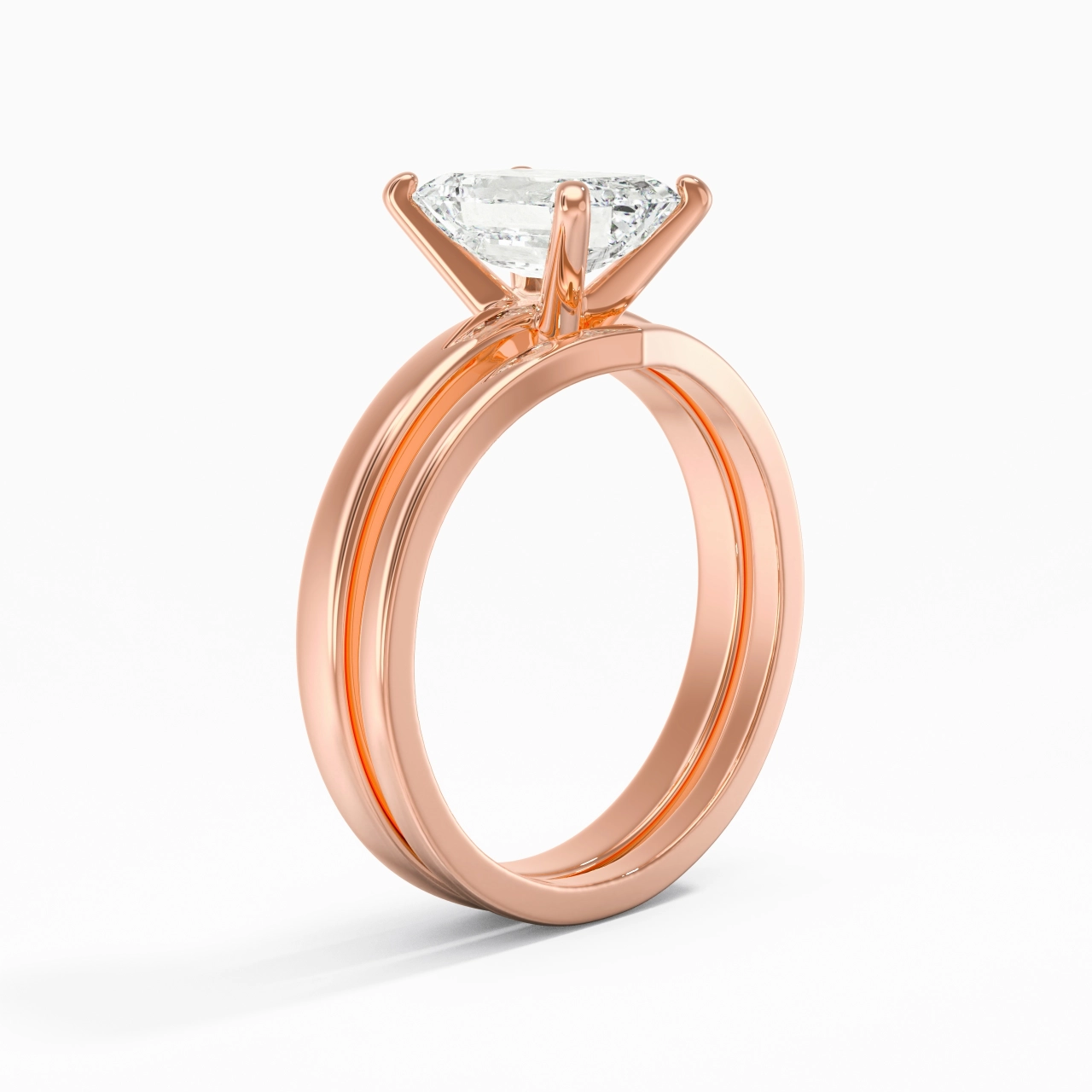 2.00ct Moissanite Wedding Ring Set 14K Rose Gold