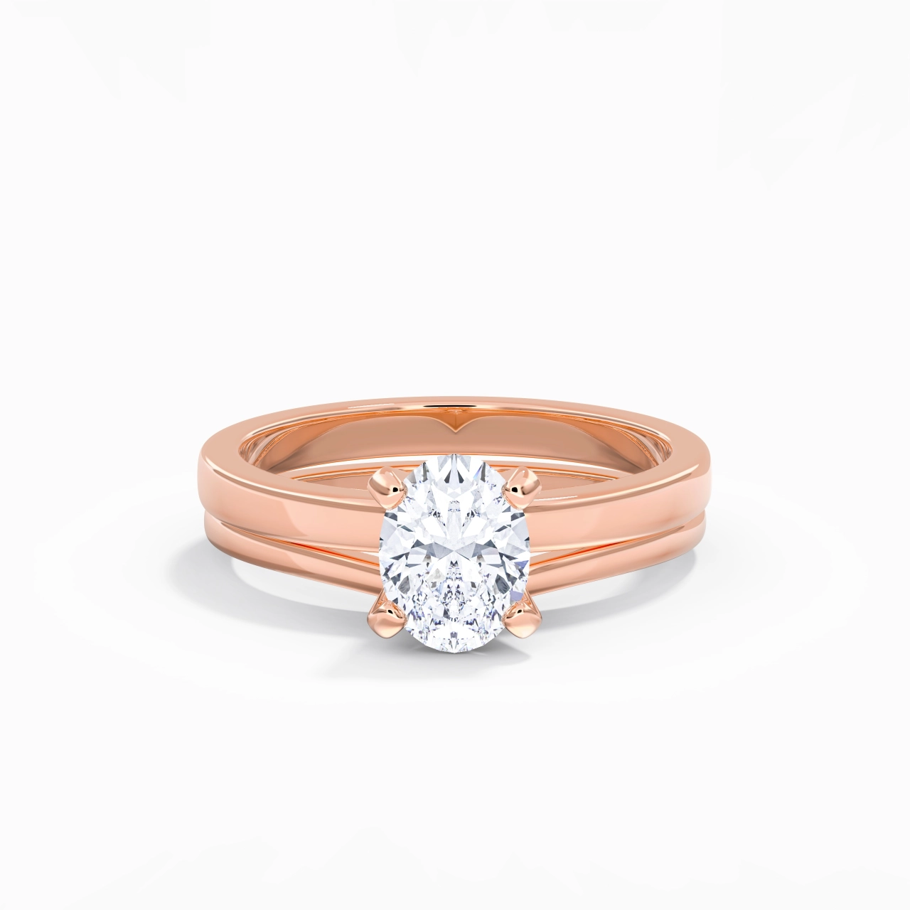 1.50ct Moissanite Wedding Ring Set 14K Rose Gold