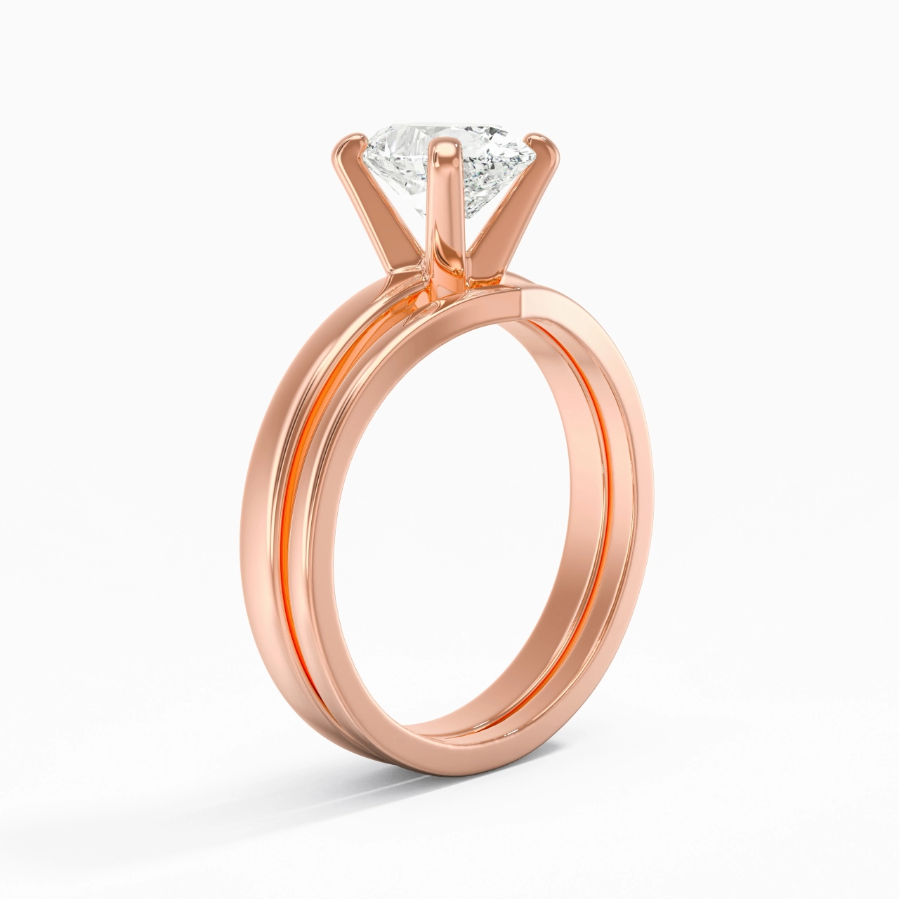 1.50ct Moissanite Wedding Ring Set 14K Rose Gold