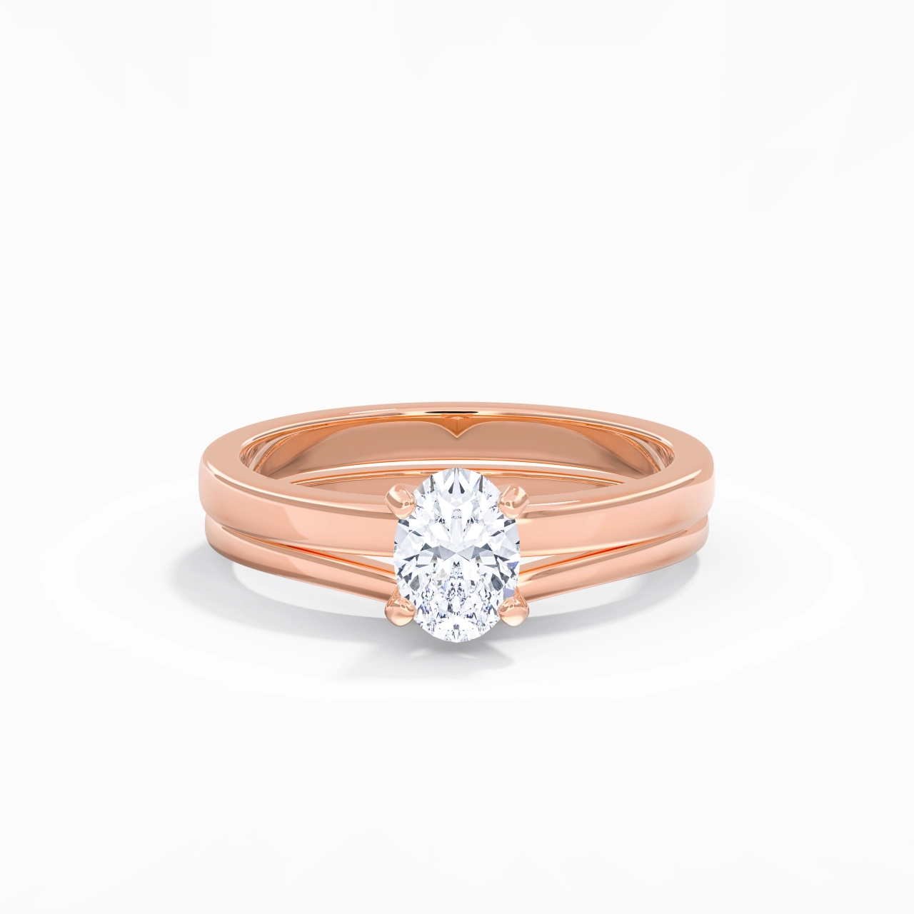 1.00ct Moissanite Wedding Ring Set 14K Rose Gold