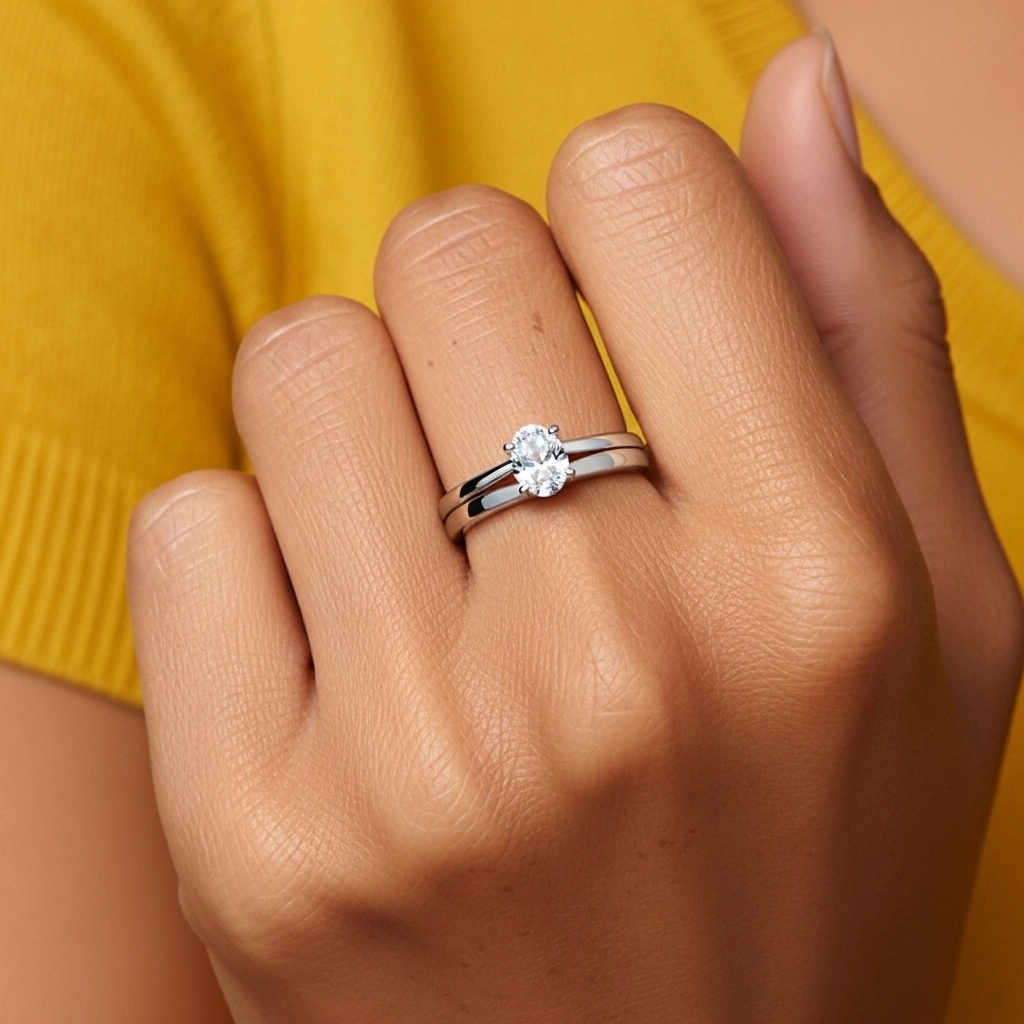 1.00ct Moissanite Wedding Ring Set 18K White Gold