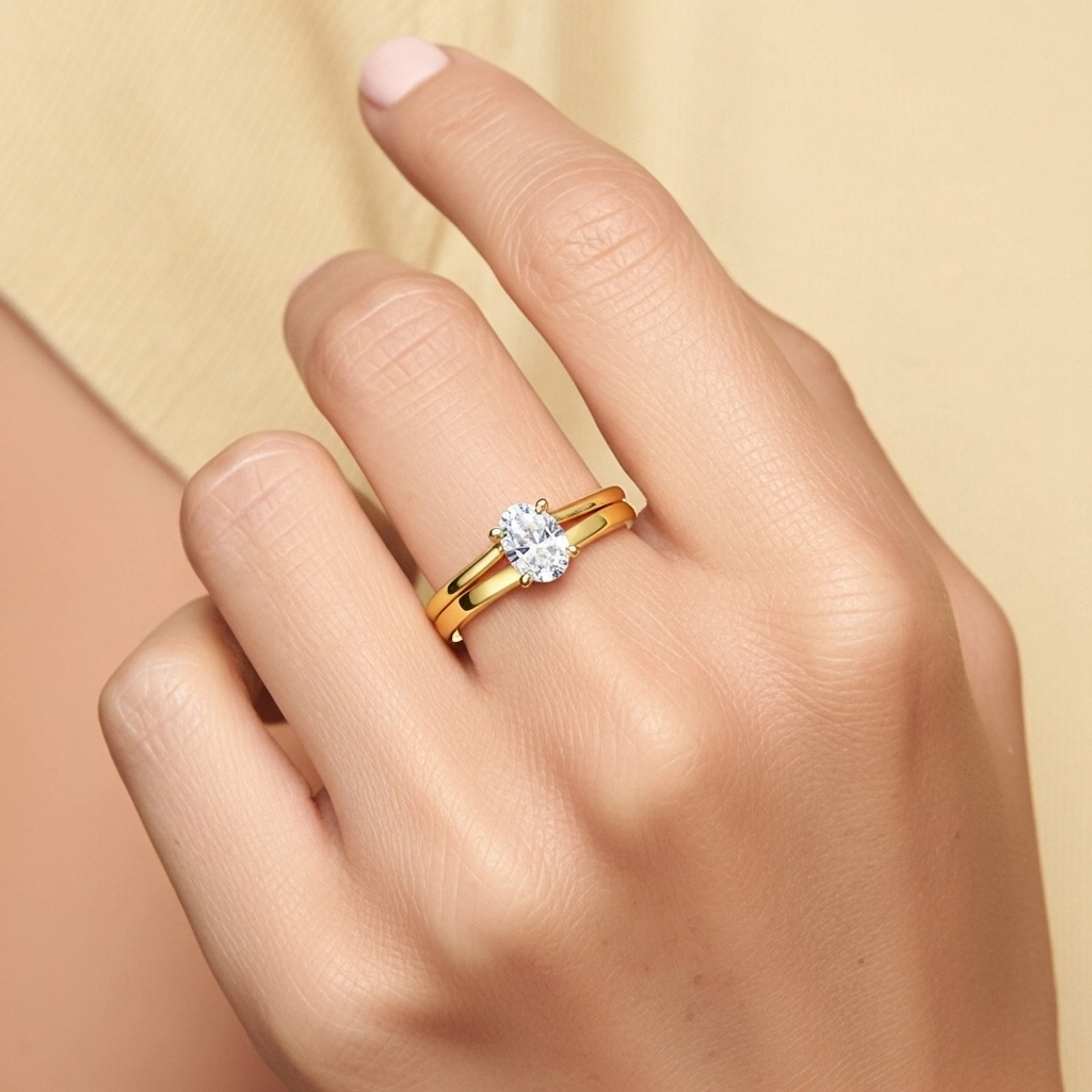 1.00ct Moissanite Wedding Ring Set 925 Sterling Silver