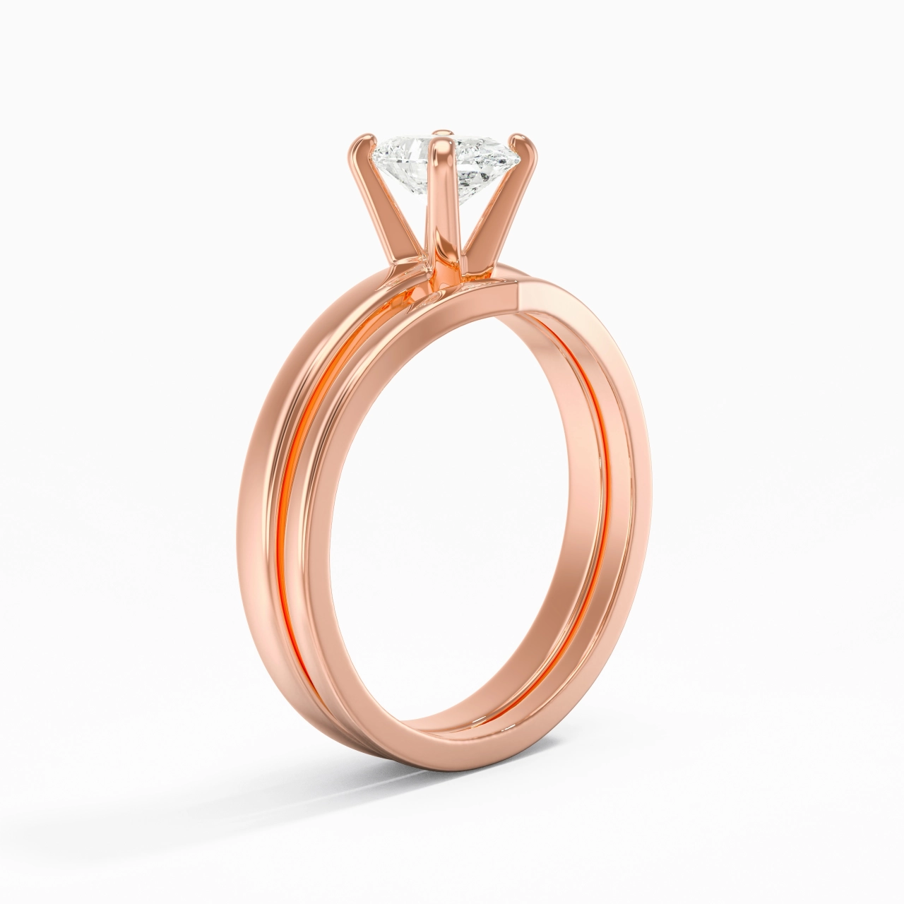 1.00ct Moissanite Wedding Ring Set 14K Rose Gold