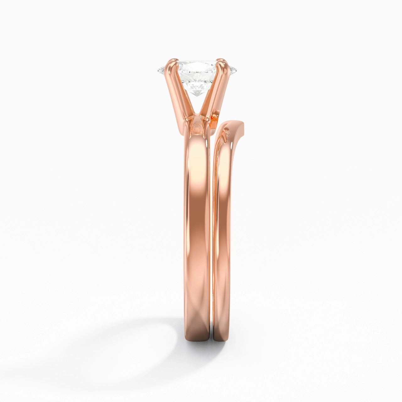 1.00ct Moissanite Wedding Ring Set 14K Rose Gold