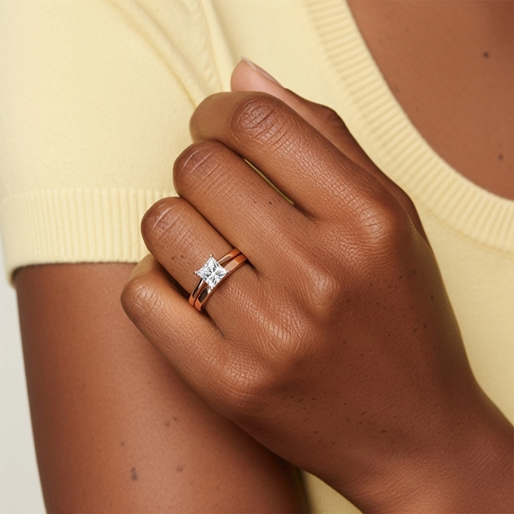 1.00ct Moissanite Wedding Ring Set 925 Sterling Silver