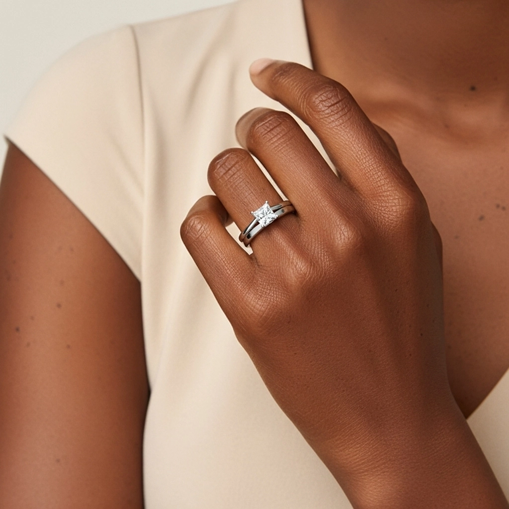 1.00ct Moissanite Wedding Ring Set Platinum