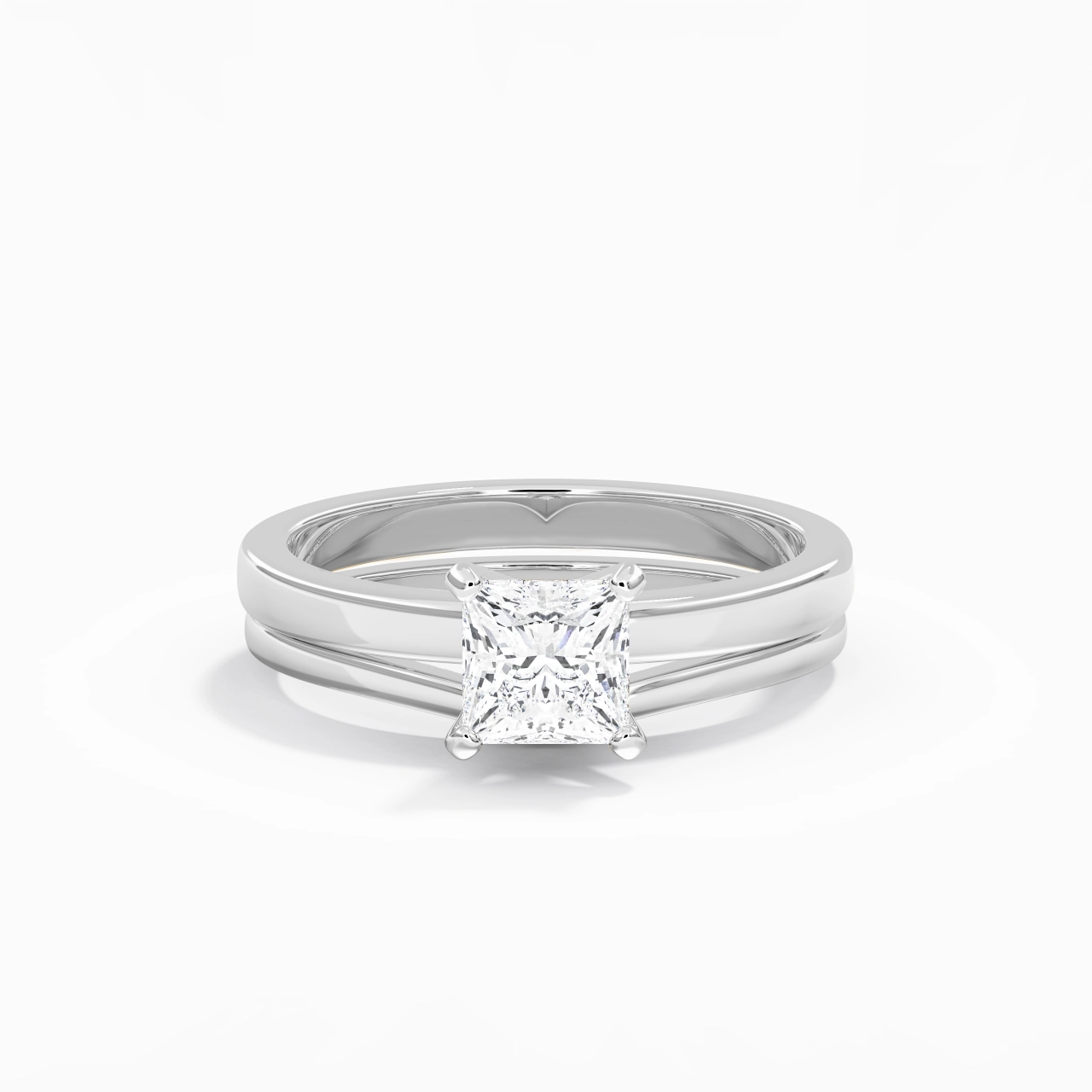 1.00ct Moissanite Wedding Ring Set 925 Sterling Silver