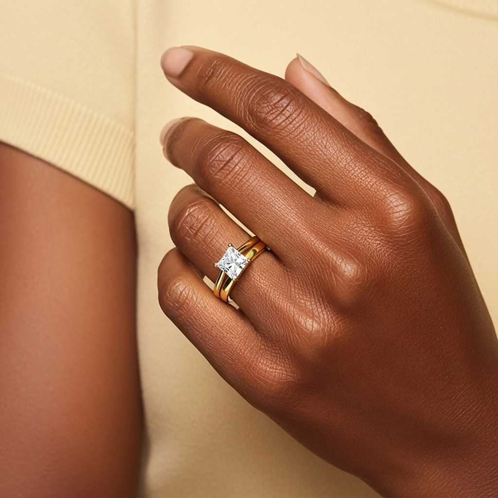 1.00ct Moissanite Wedding Ring Set 14K Gold