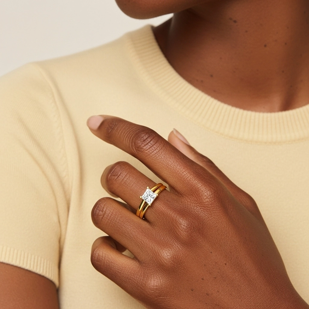 1.00ct Moissanite Wedding Ring Set 14K Gold