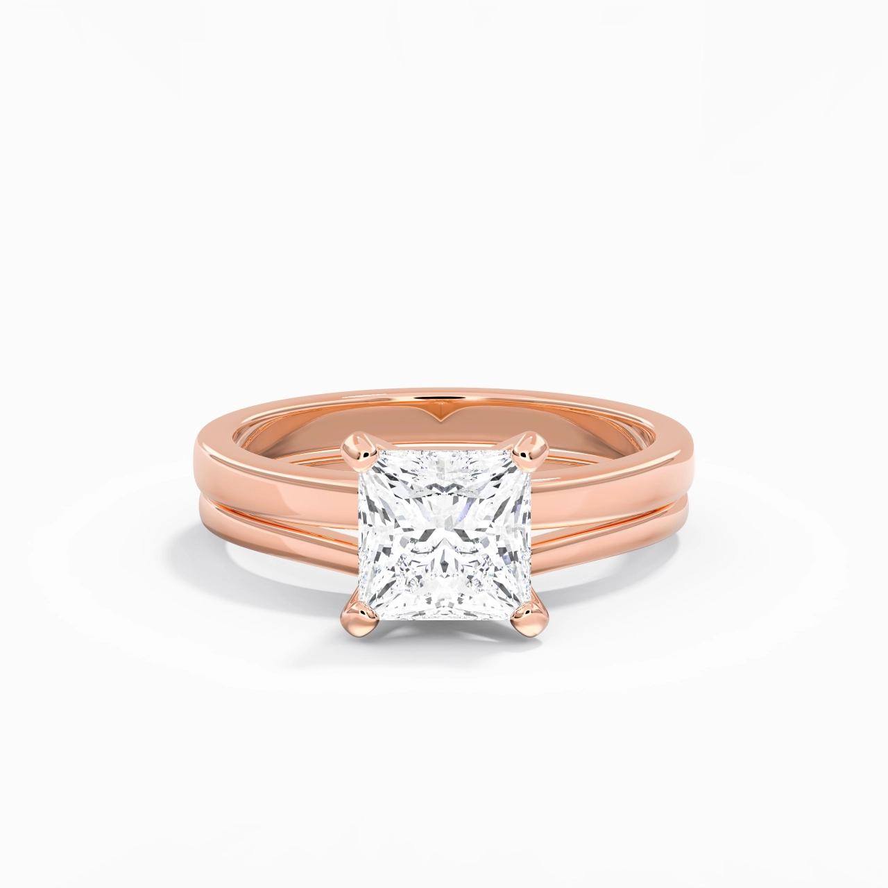 2.00ct Moissanite Wedding Ring Set 18K Rose Gold