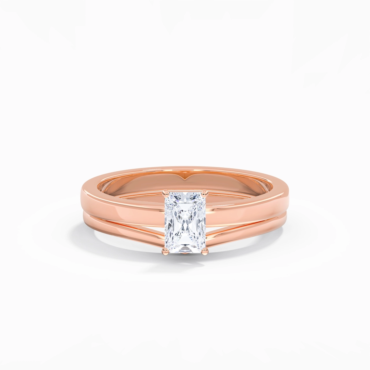 0.80ct Moissanite Wedding Ring Set 14K Rose Gold
