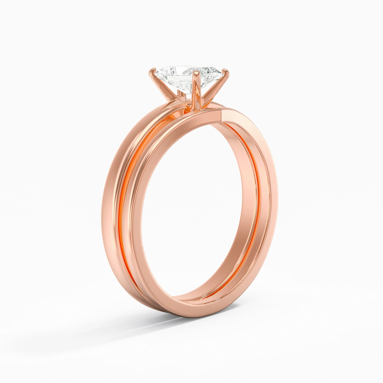 0.80ct Moissanite Wedding Ring Set 14K Rose Gold