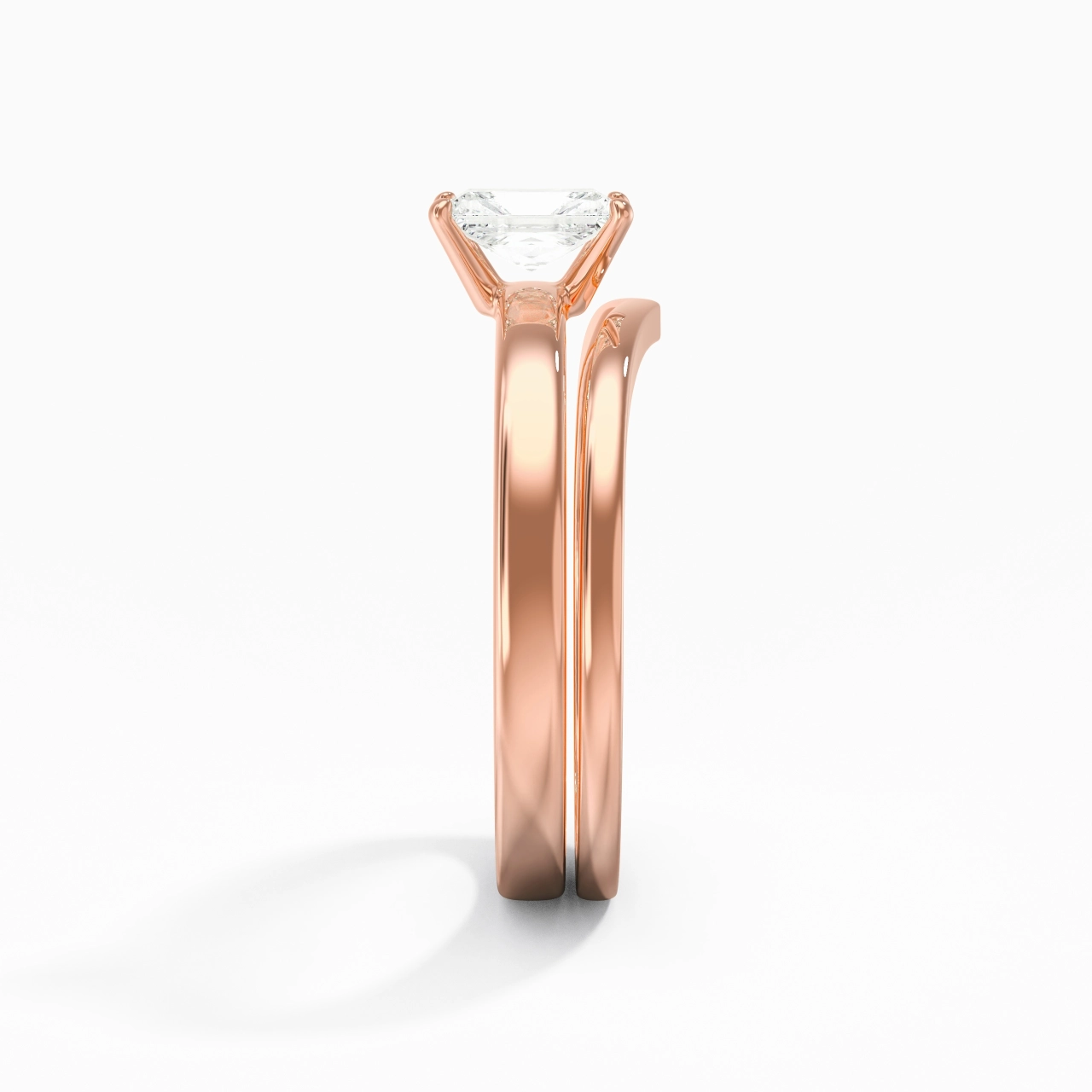 0.80ct Moissanite Wedding Ring Set 14K Rose Gold