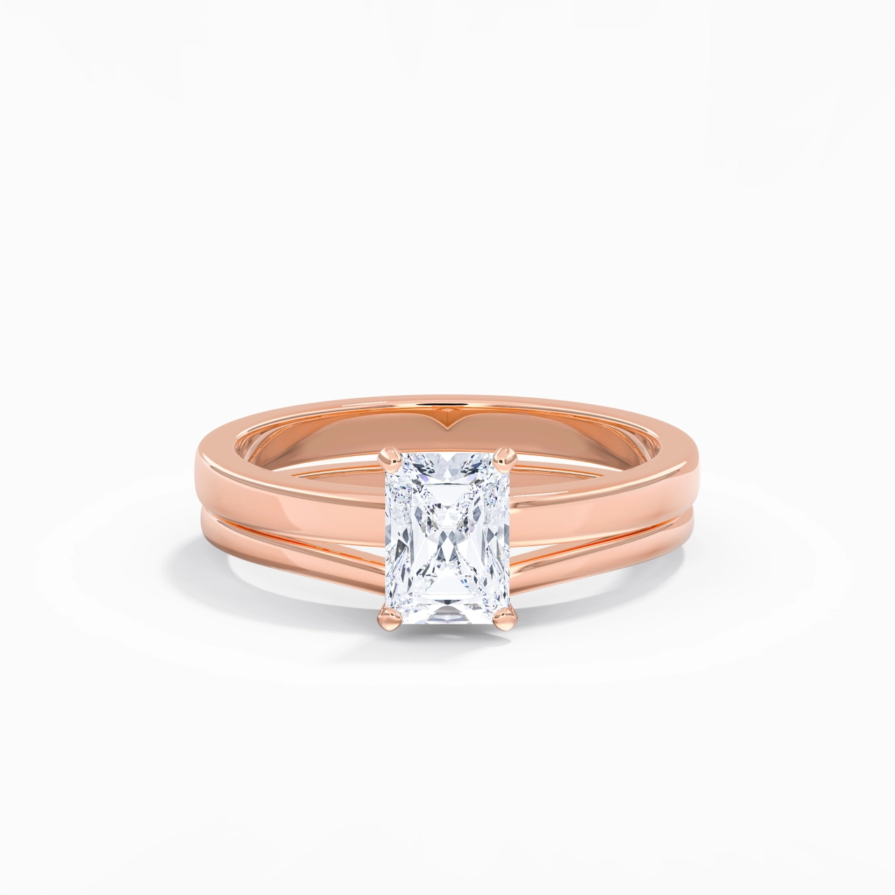 1.00ct Moissanite Wedding Ring Set 14K Rose Gold