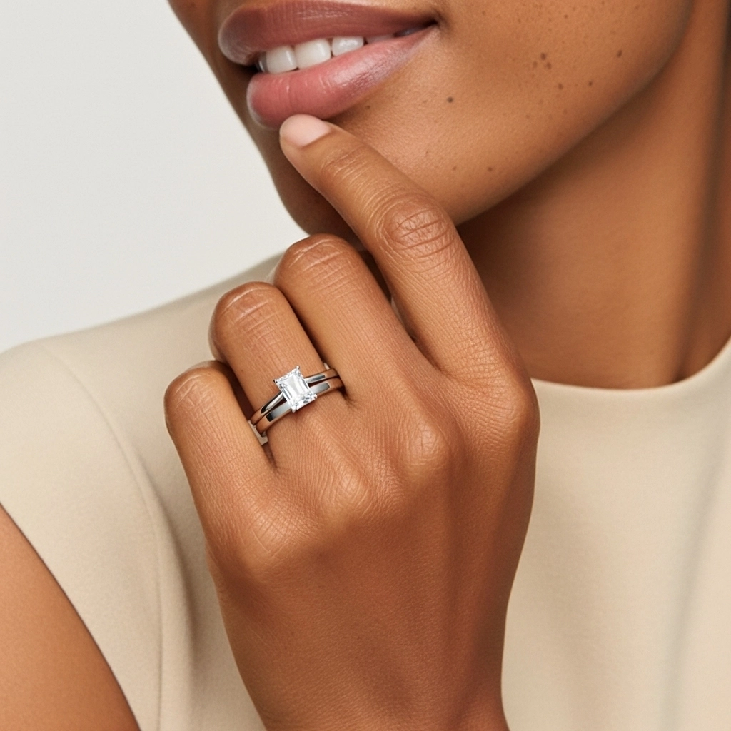 1.00ct Moissanite Wedding Ring Set Platinum