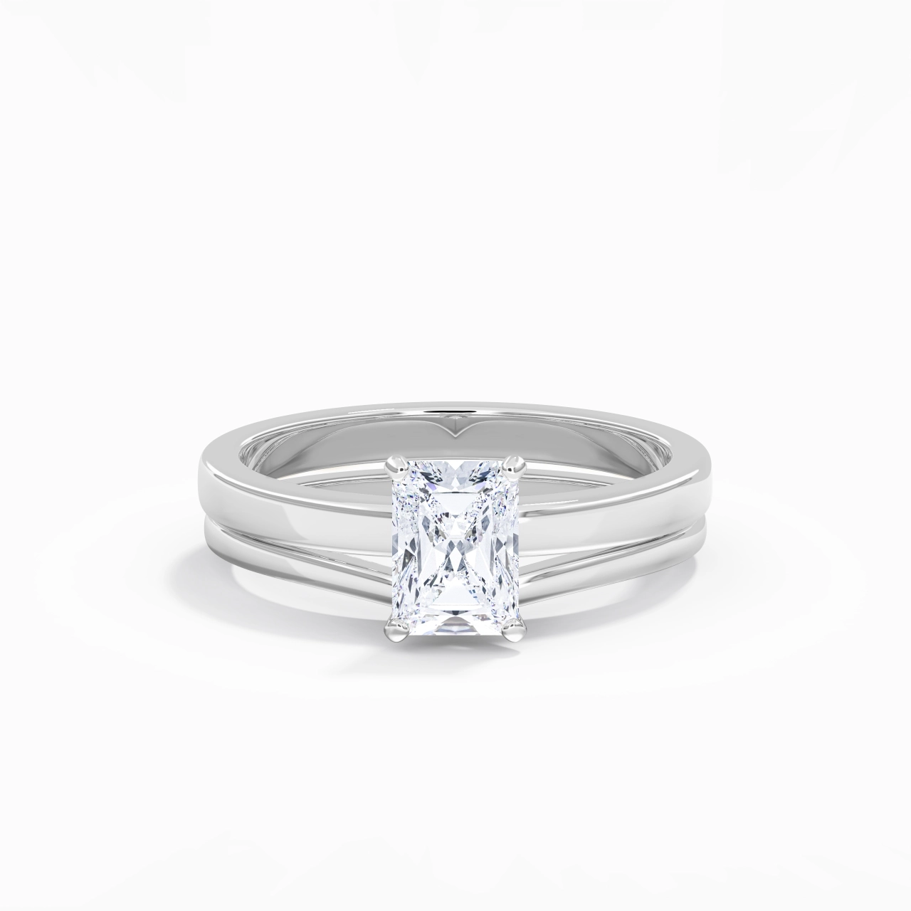 1.00ct Moissanite Wedding Ring Set Platinum