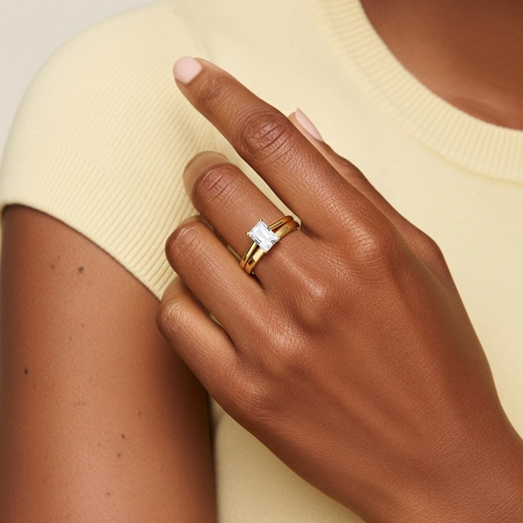 1.00ct Moissanite Wedding Ring Set 18K Gold