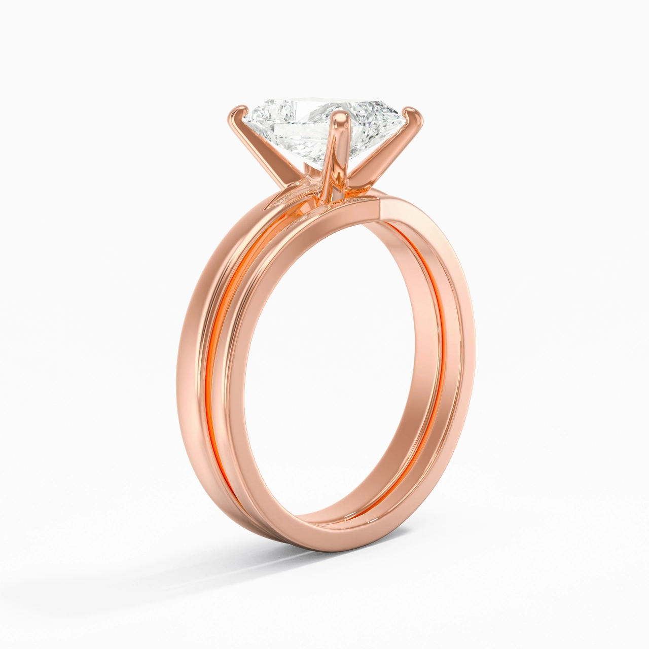 2.00ct Moissanite Wedding Ring Set 14K Rose Gold