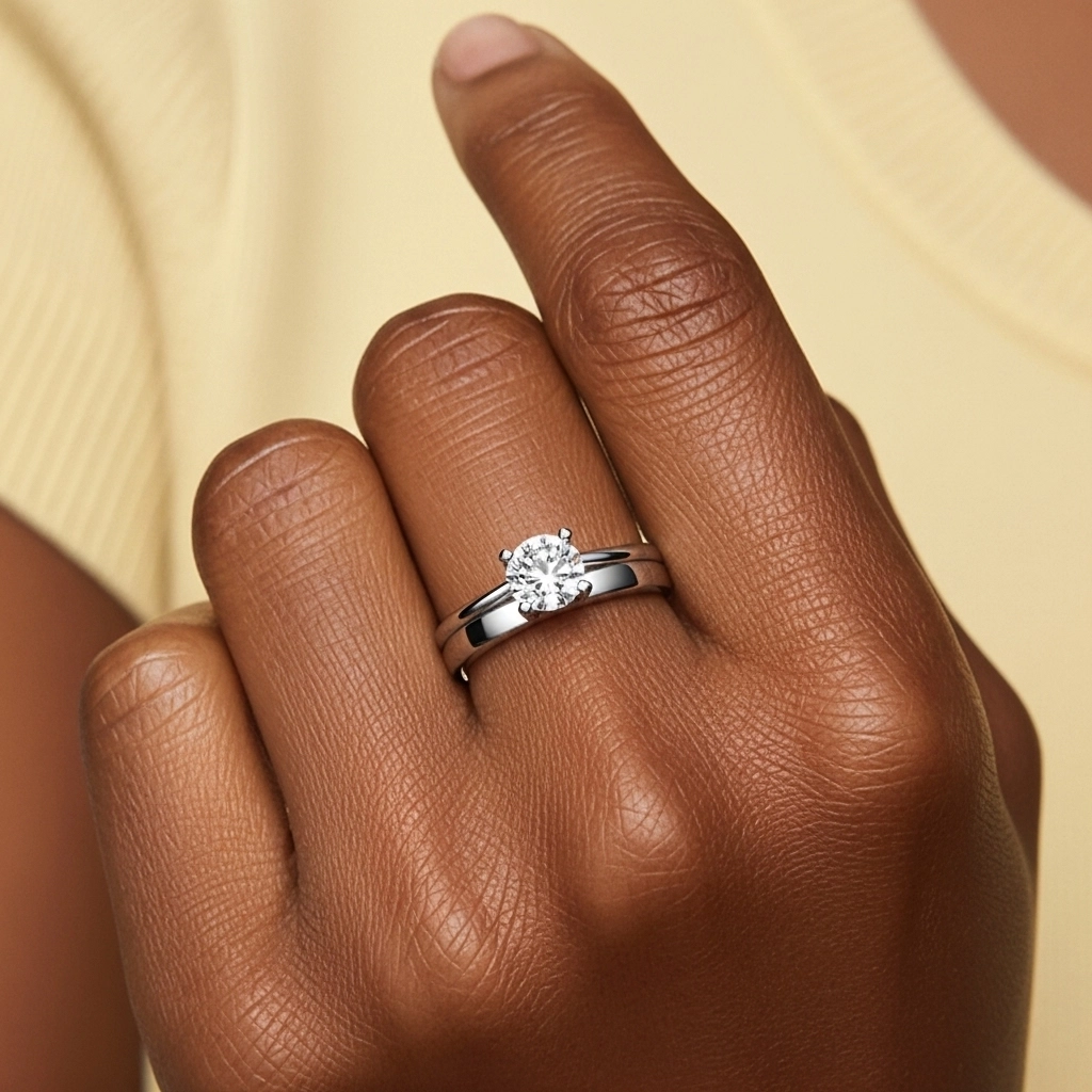 1.00ct Moissanite Wedding Ring Set 14K White Gold