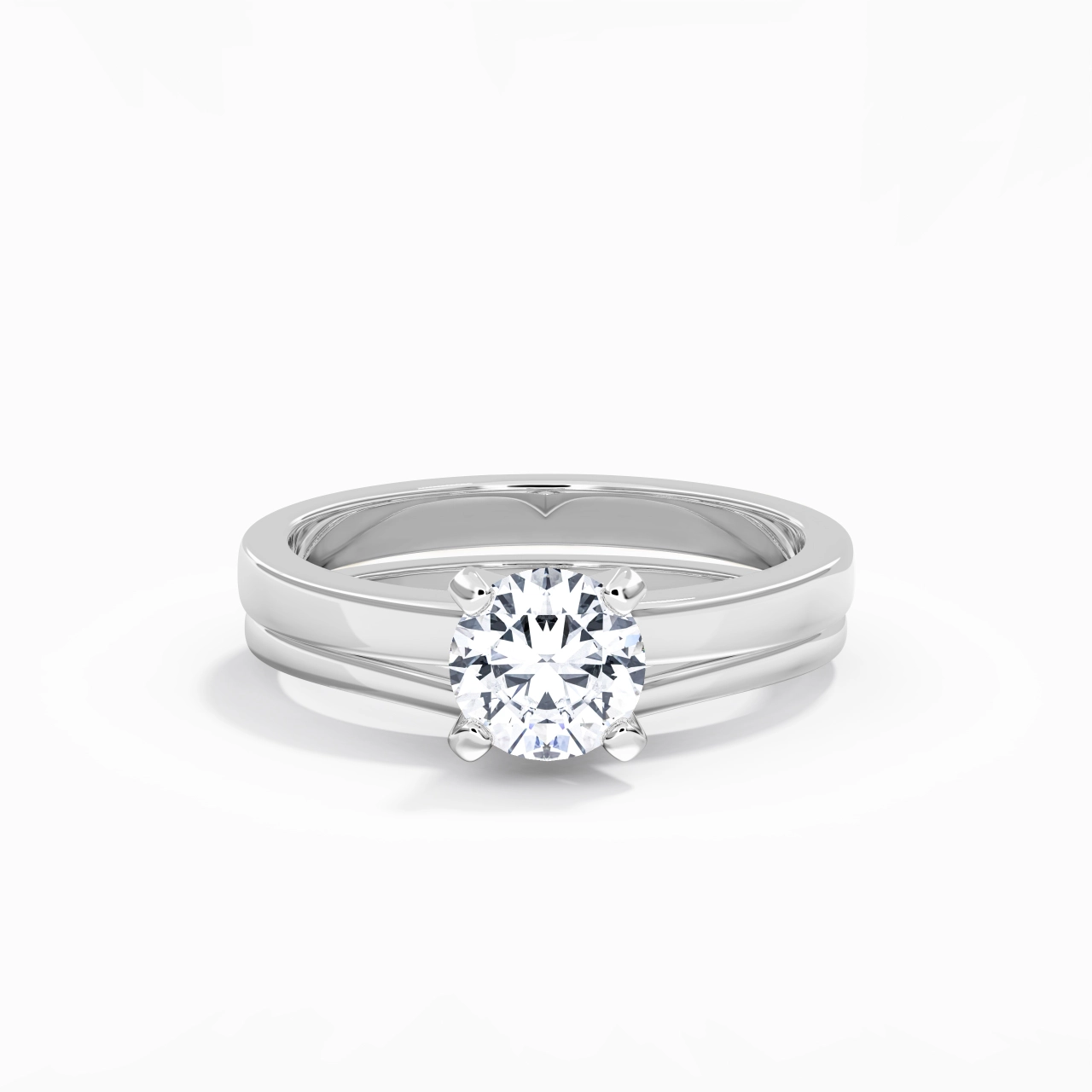 1.00ct Moissanite Wedding Ring Set Platinum