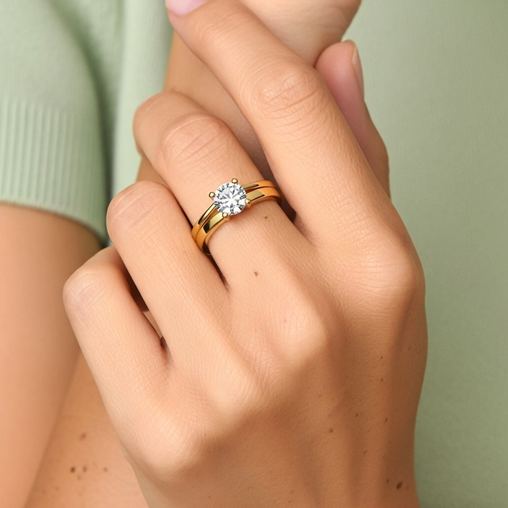 1.00ct Moissanite Wedding Ring Set 14K Gold