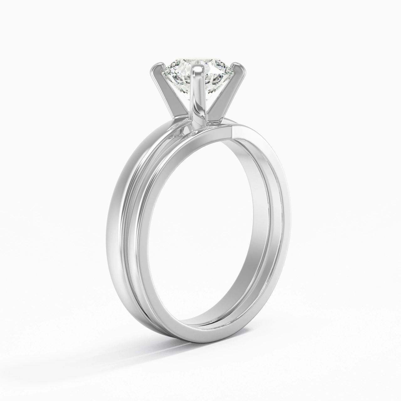 1.00ct Moissanite Wedding Ring Set Platinum