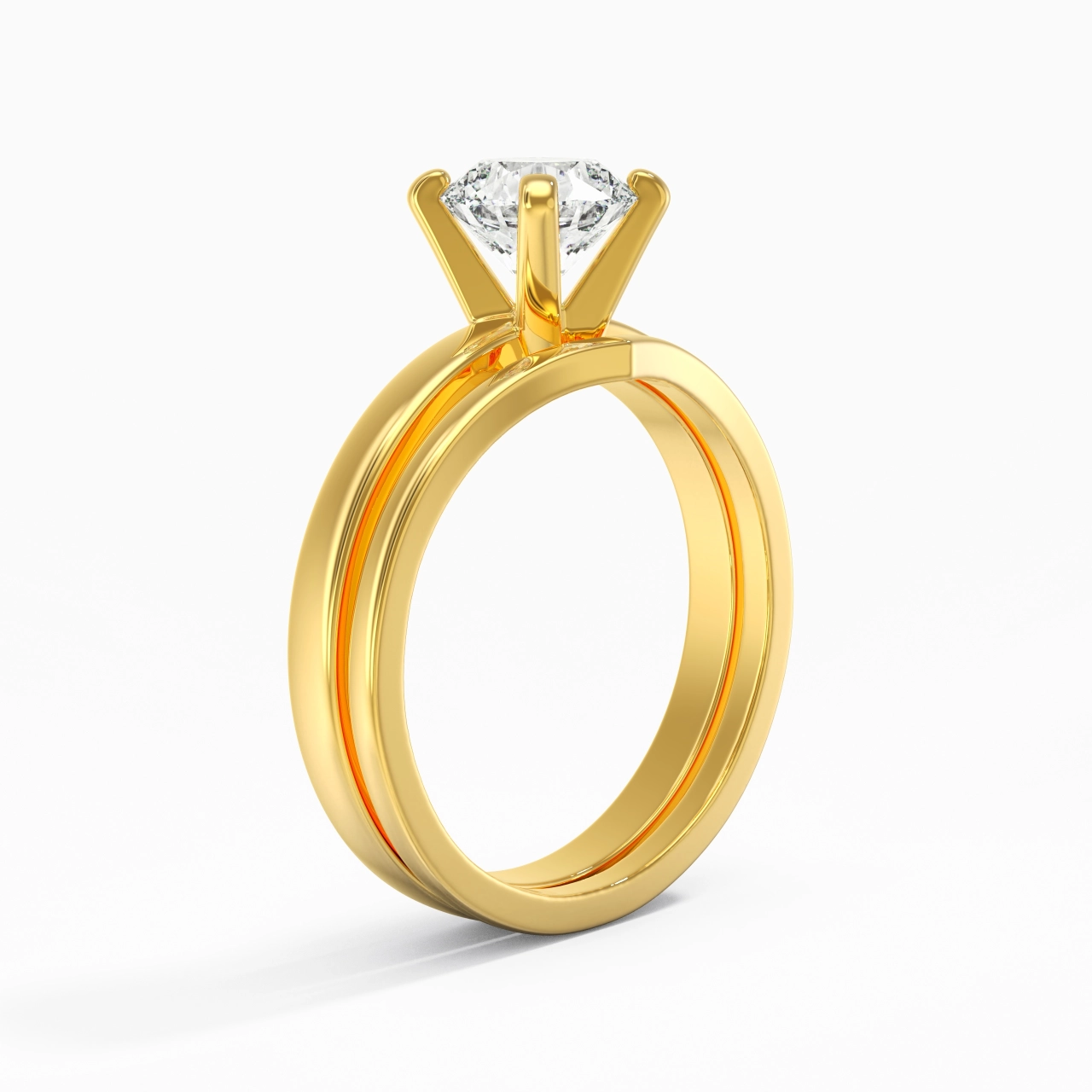 1.00ct Moissanite Wedding Ring Set 18K Gold