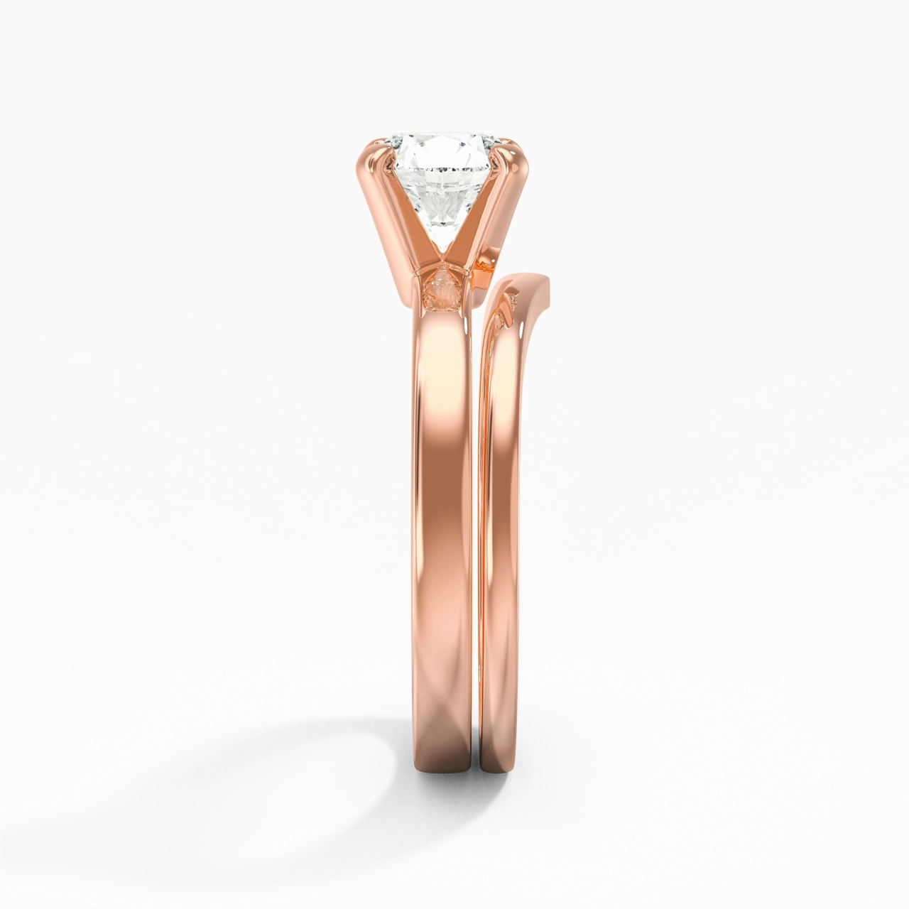 1.00ct Moissanite Wedding Ring Set 18K Rose Gold